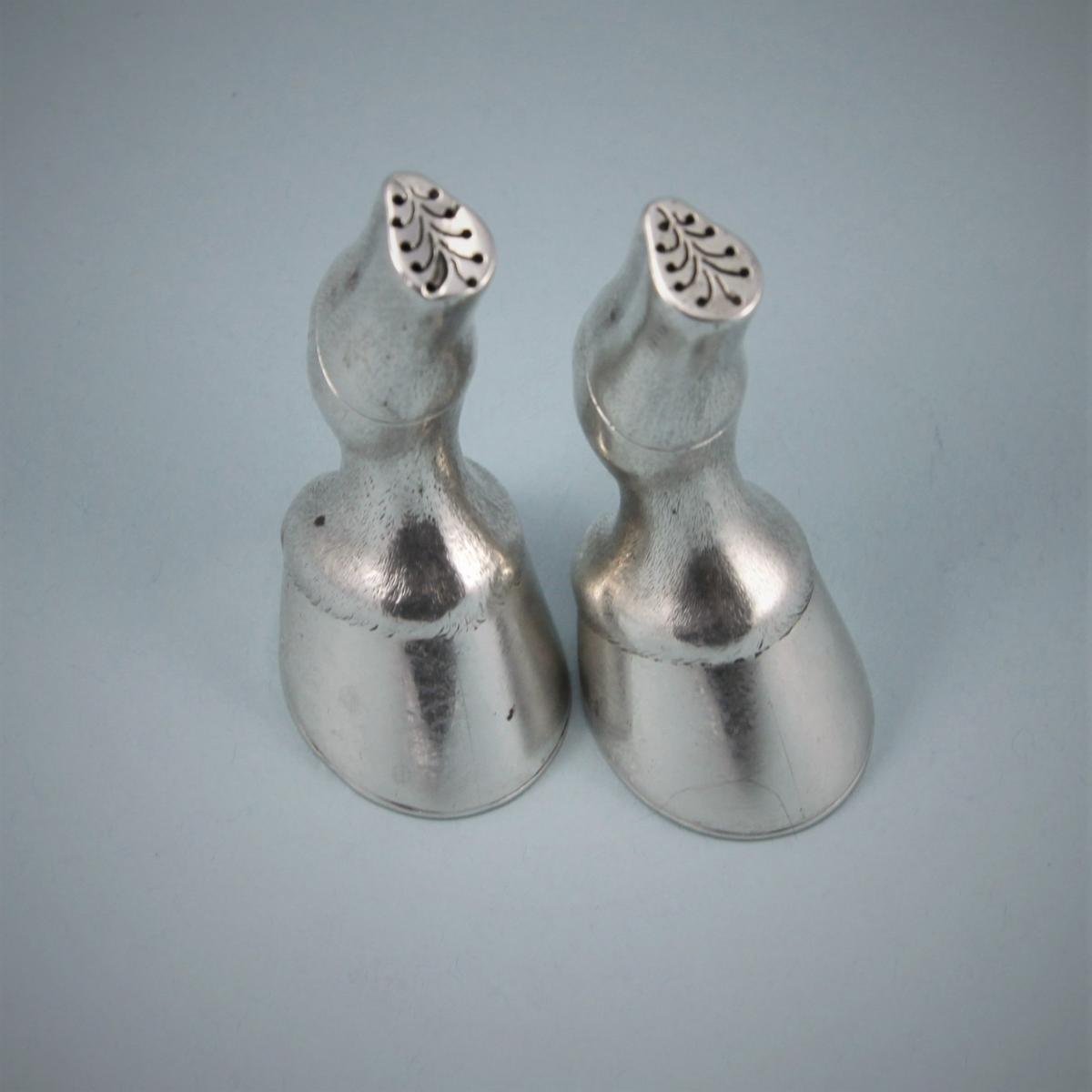 VICTORIAN Pair Sterling Silver Peppers in the Shape of Hooves by E H Stockwell. London 1877