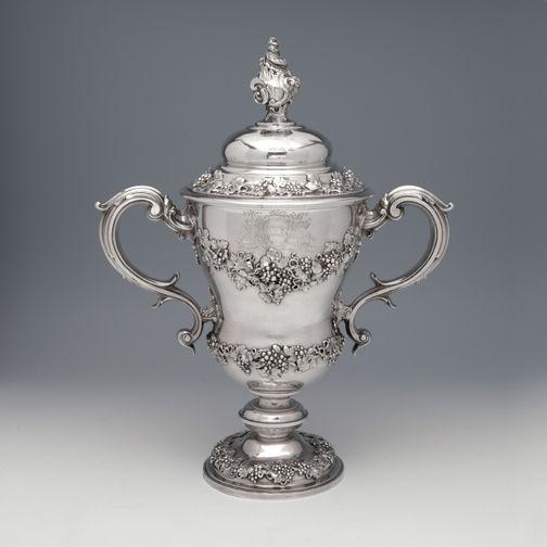 A Remarkable and Large George II Antique English Silver Cup & Cover