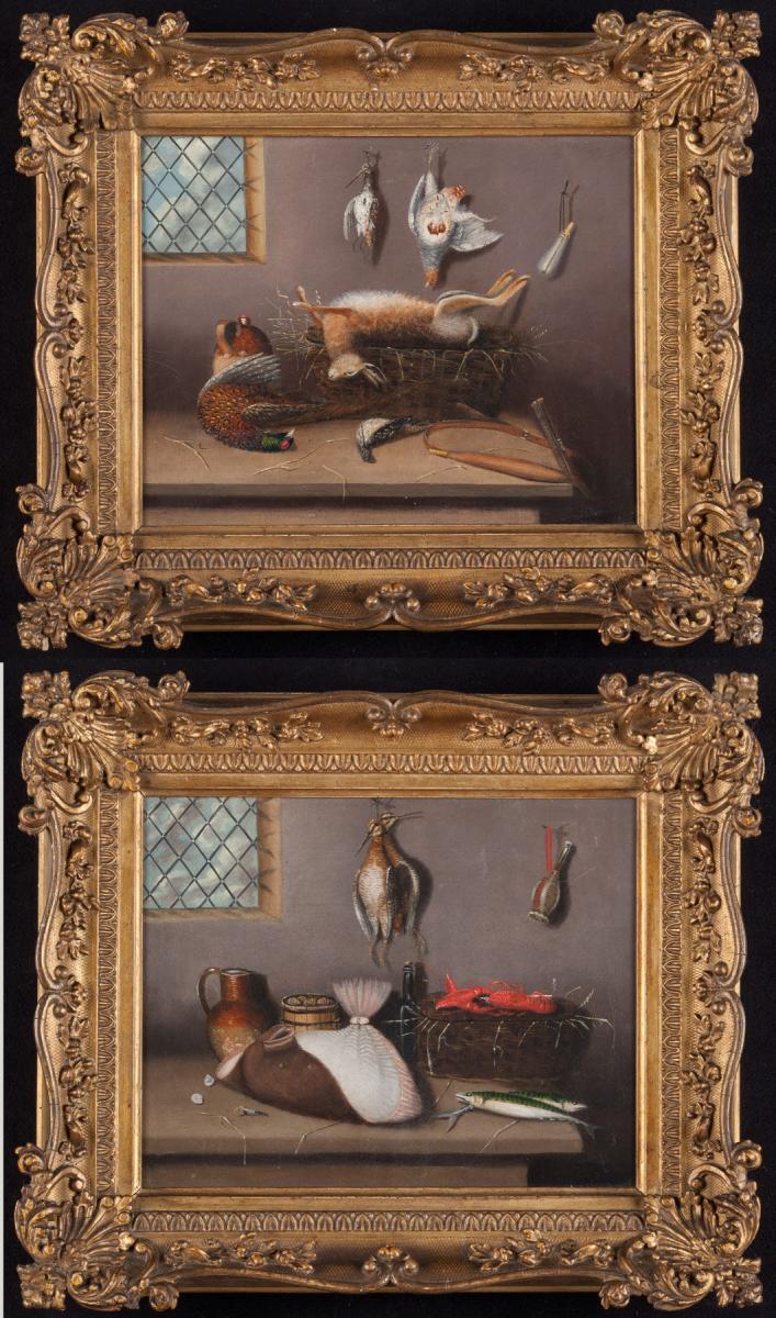 A Pair of Larder Scene Still-Lifes by Benjamin Blake