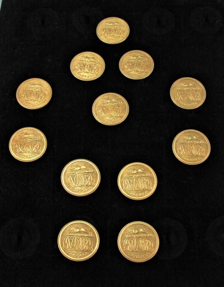 Early 19th Century set of 12 Brass Gilt Hunting Buttons by Firmin & Langdale. Circa 1817