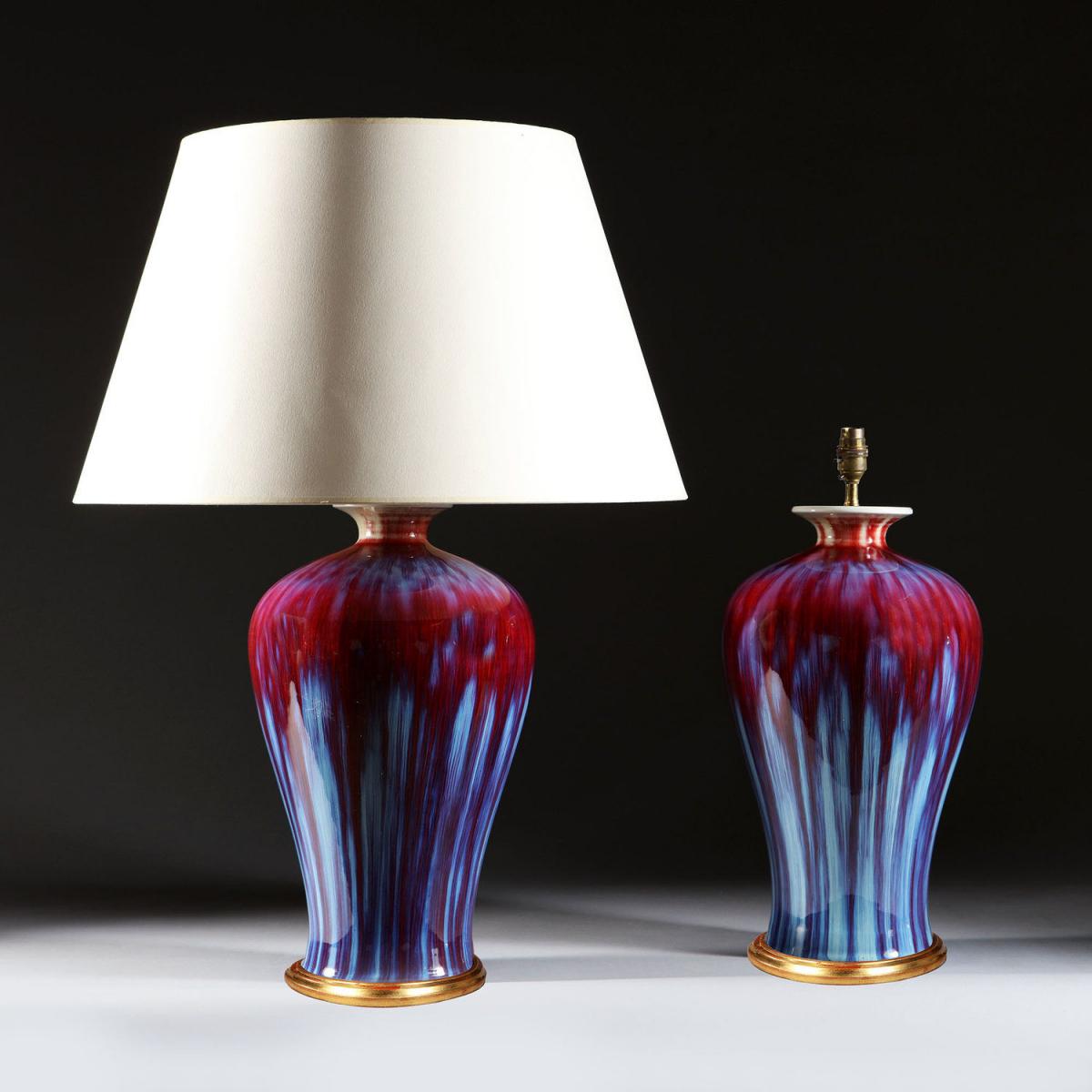 A Pair of Flambe Vases as Lamps