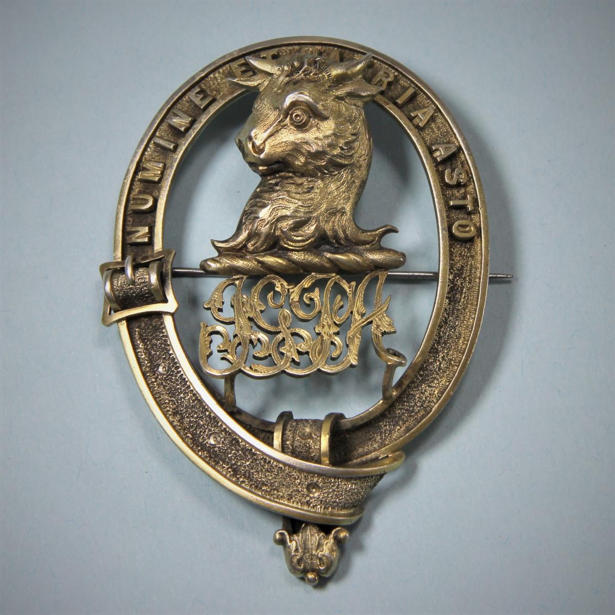 ASTON Antique Silver Gilt Scottish Clan Badge. Circa 1870