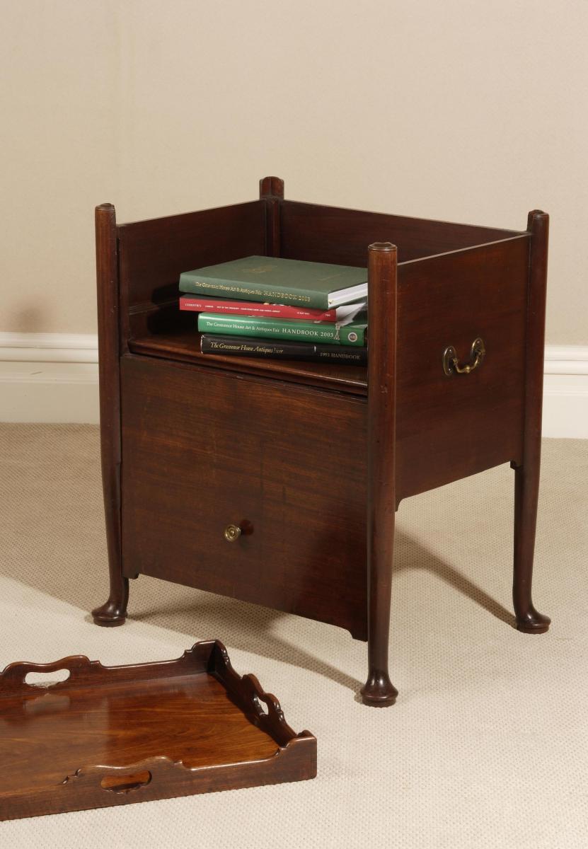 Early and Rare Georgian Mahogany Bedside Cabinet / Commode / Tray Table