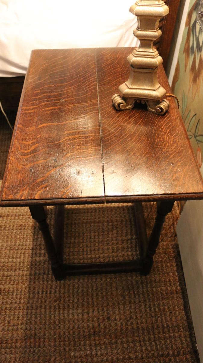 A small, early-18th century, joined, oak, side table