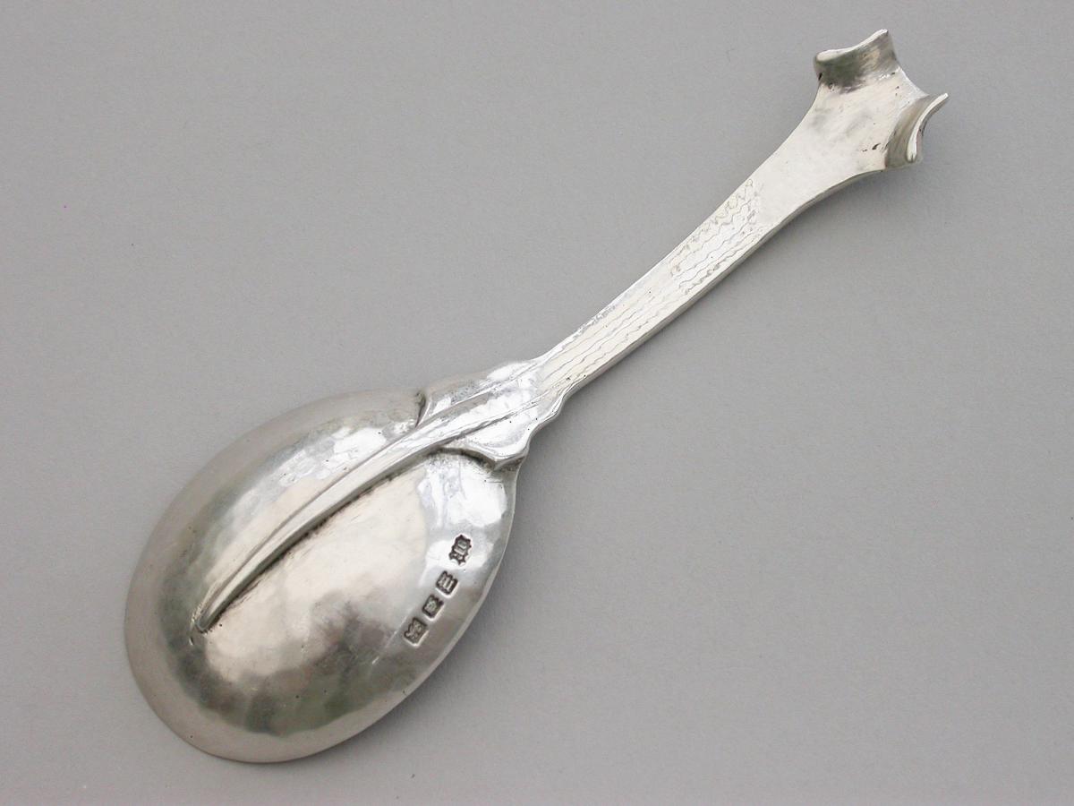 Arts & Crafts Hammered Silver Caddy Spoon