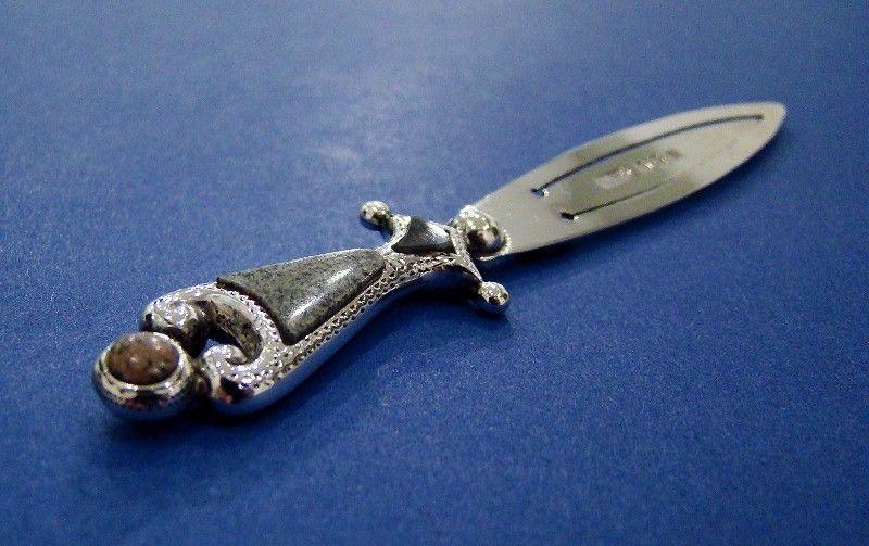 Edwardian Silver & Granite 'Sword' Bookmark