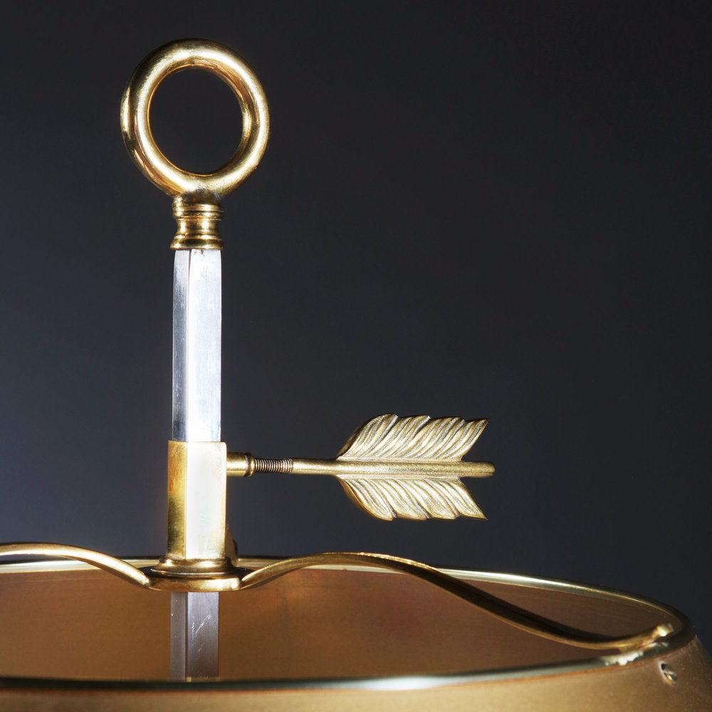 A Steel and Brass Bouillotte Lamp after Maison Jansen of Large Scale