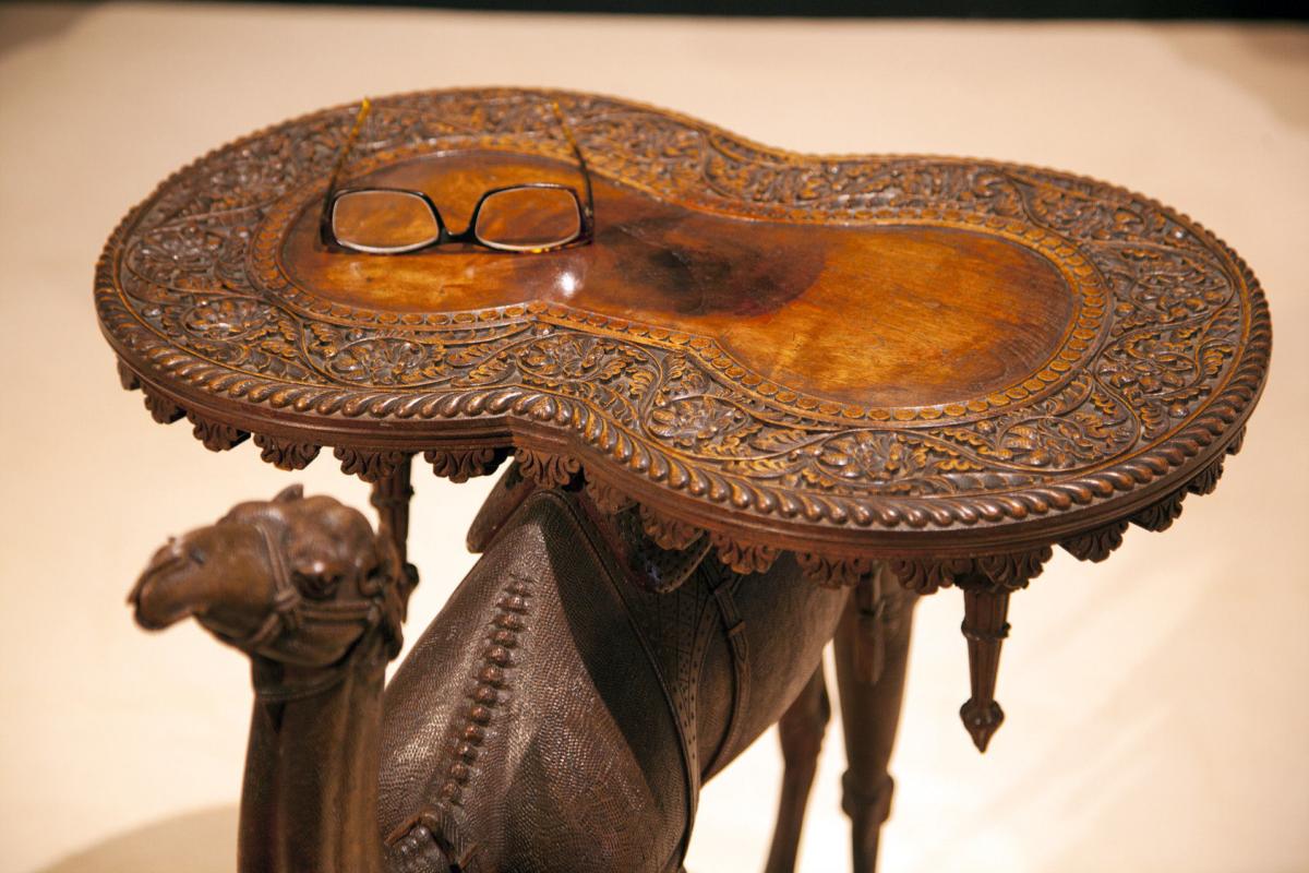 Antique Superbly Carved Walnut Wood Camel Table Circa 1880