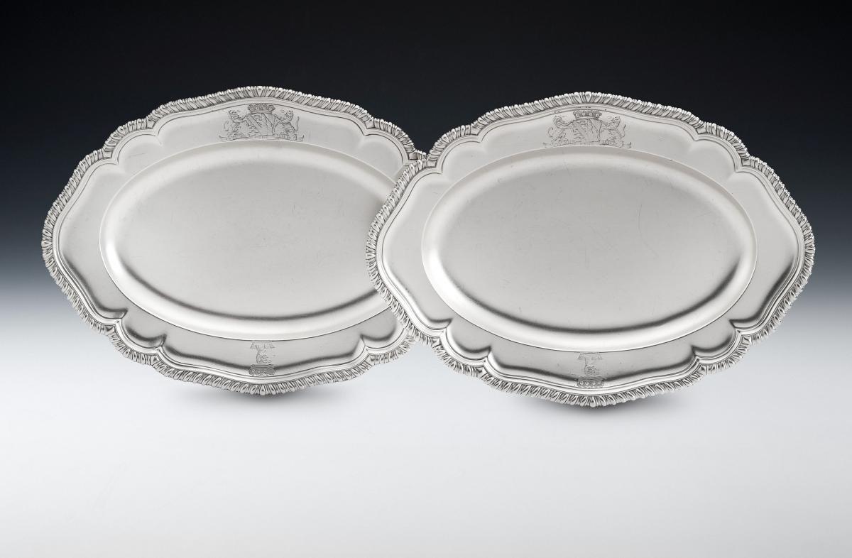 The Milton Abbey Canape Dishes. A very fine pair of George II Canape Dishes made in London in 1752 by Peter Taylor