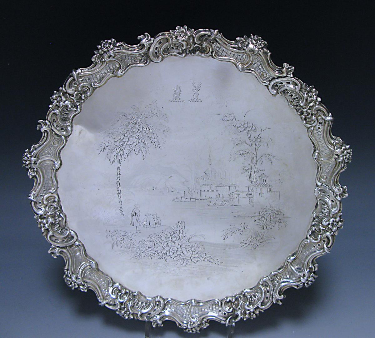 Victorian Silver Sterling Silver Salver John and Joseph Angell 1847