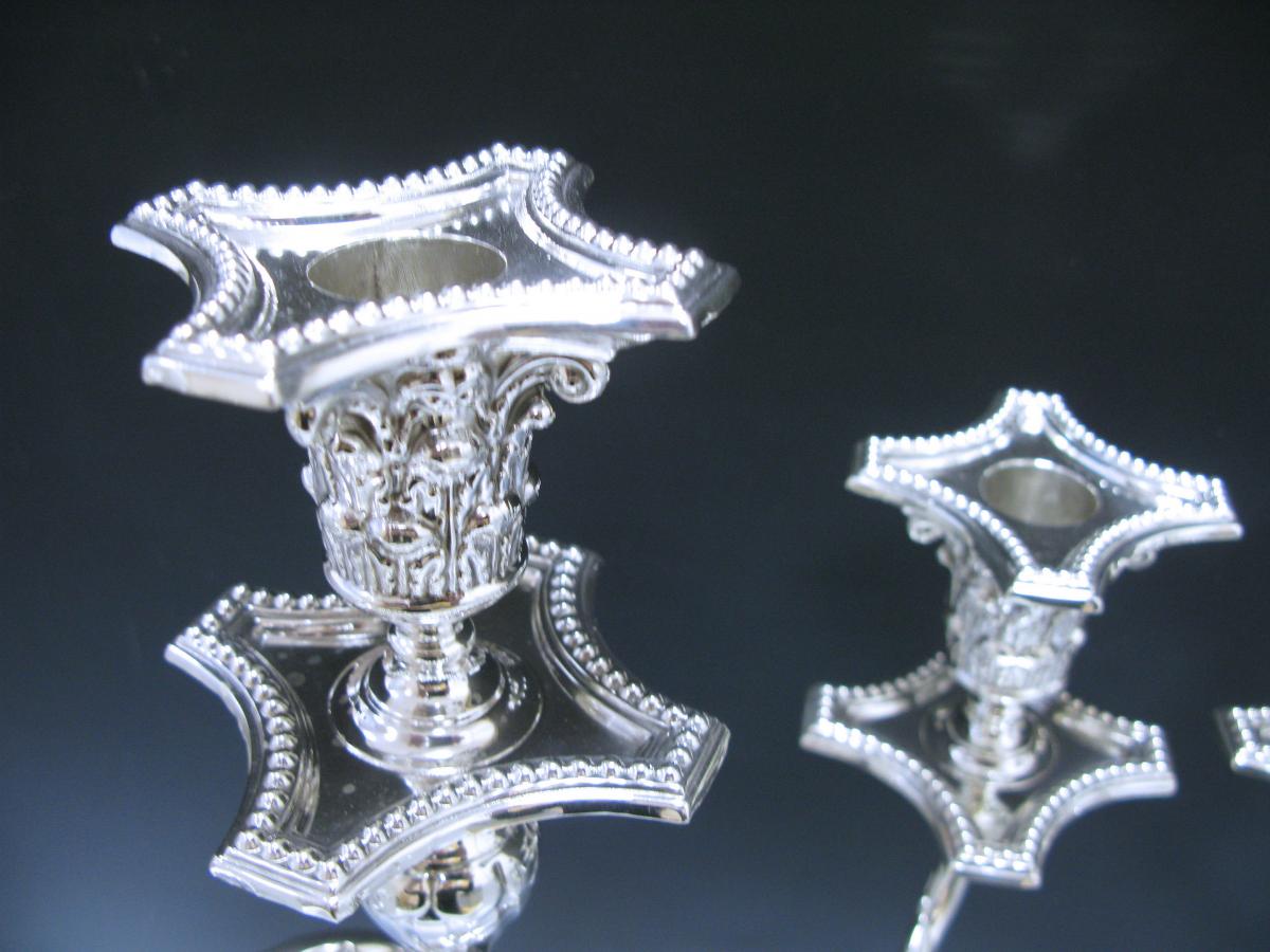 Pair of Victorian Antique Silver Corinthian candelabra William Hutton