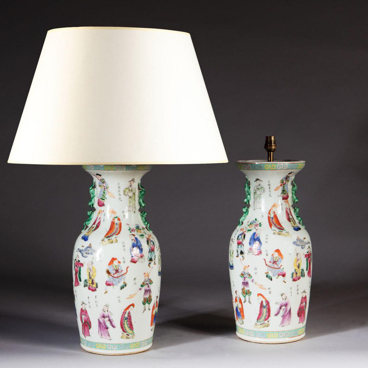 A Pair of Mid 19th Century Chinese Polychrome Vases