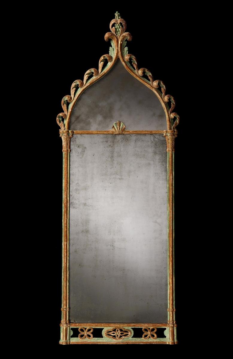 Regency Period Antique Mirror In the Gothic Style with Original Decoration