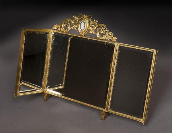 Antique French , Ferdinand Duvinage Triptych Mirror for Maison Giroux