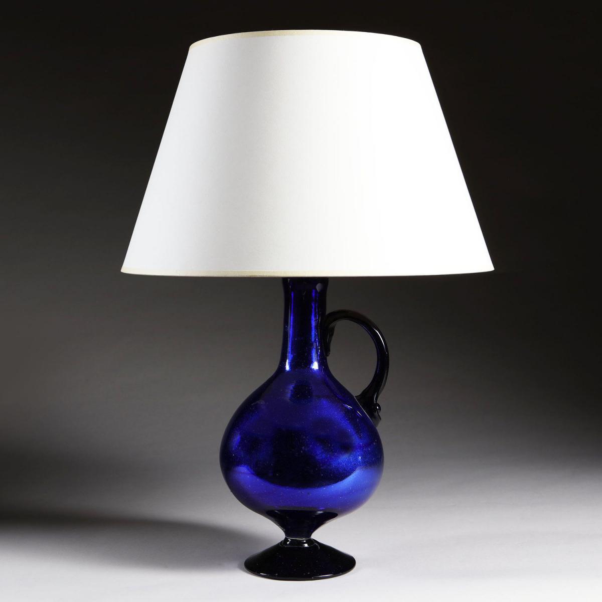 A 19th Century Cobalt Blue Glass Vessel as a Lamp