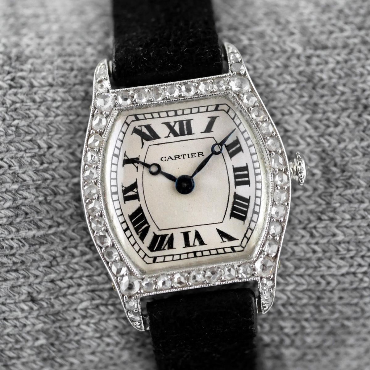 Cartier Platinum Diamond Tortue Wristwatch circa 1912 | BADA
