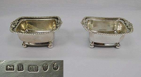 Pair of Antique Chinese Export Silver Salts