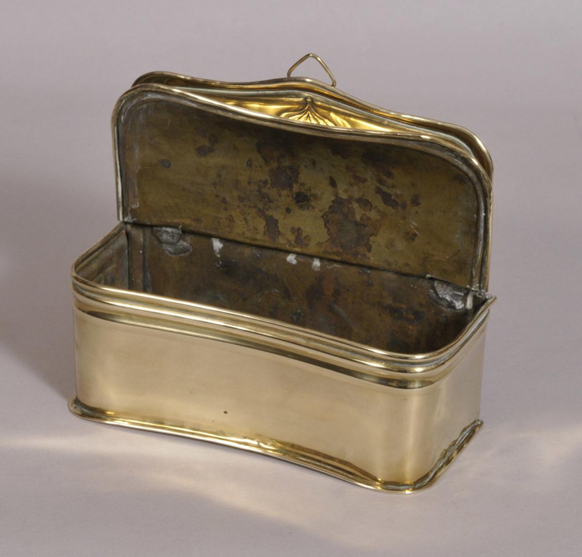 S/3610 Antique 19th Century Brass Candle Box