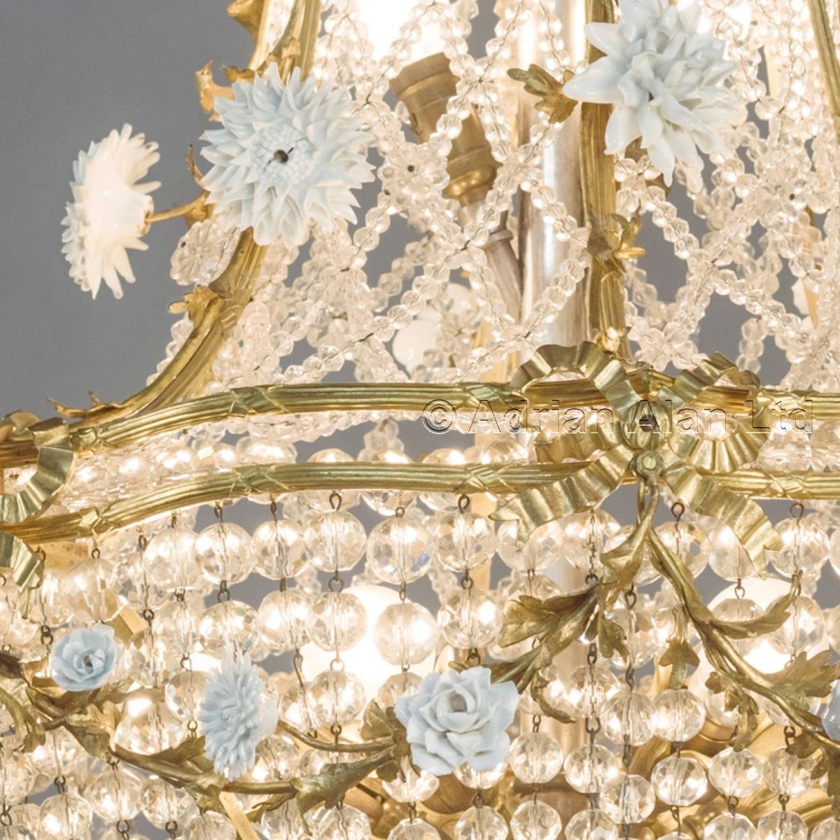A Louis XVI Style Cage Chandelier Attributed to L'Escalier De Cristal