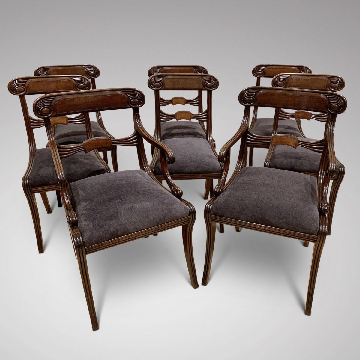 Nine Regency Mahogany Dining Chairs