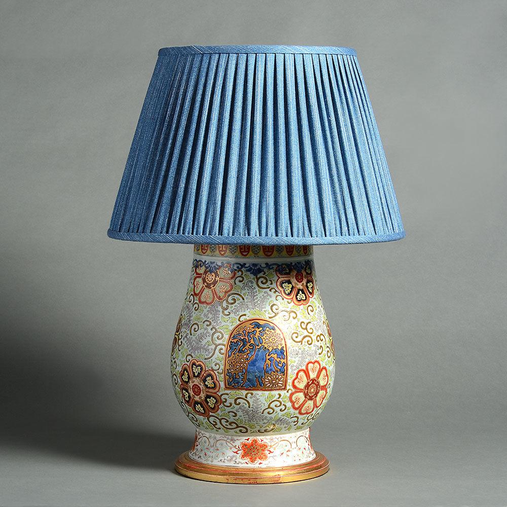 A Fine Polychrome Arita Vase as a Lamp