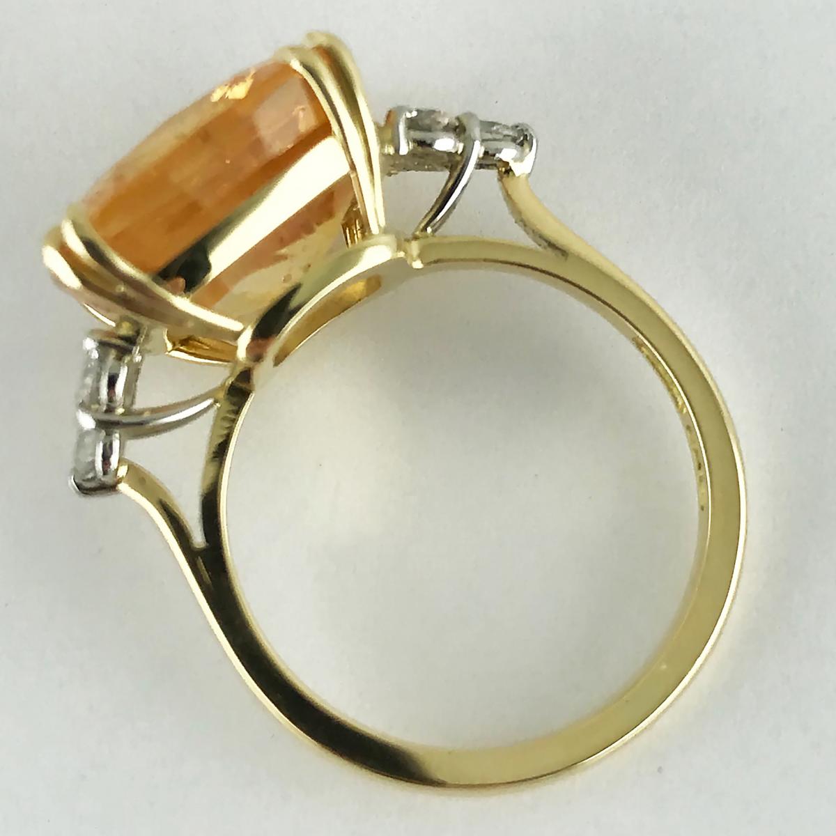 13.5 Carat Cushion Cut Certified Untreated Orange Sapphire Ring