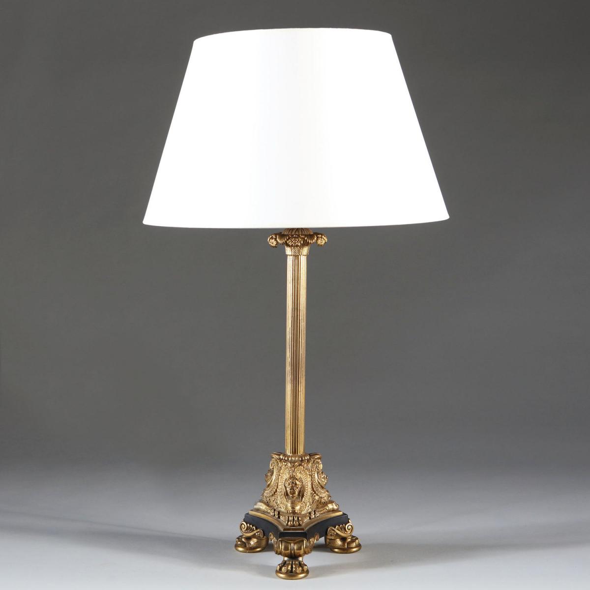 A Fine Brass Column Lamp