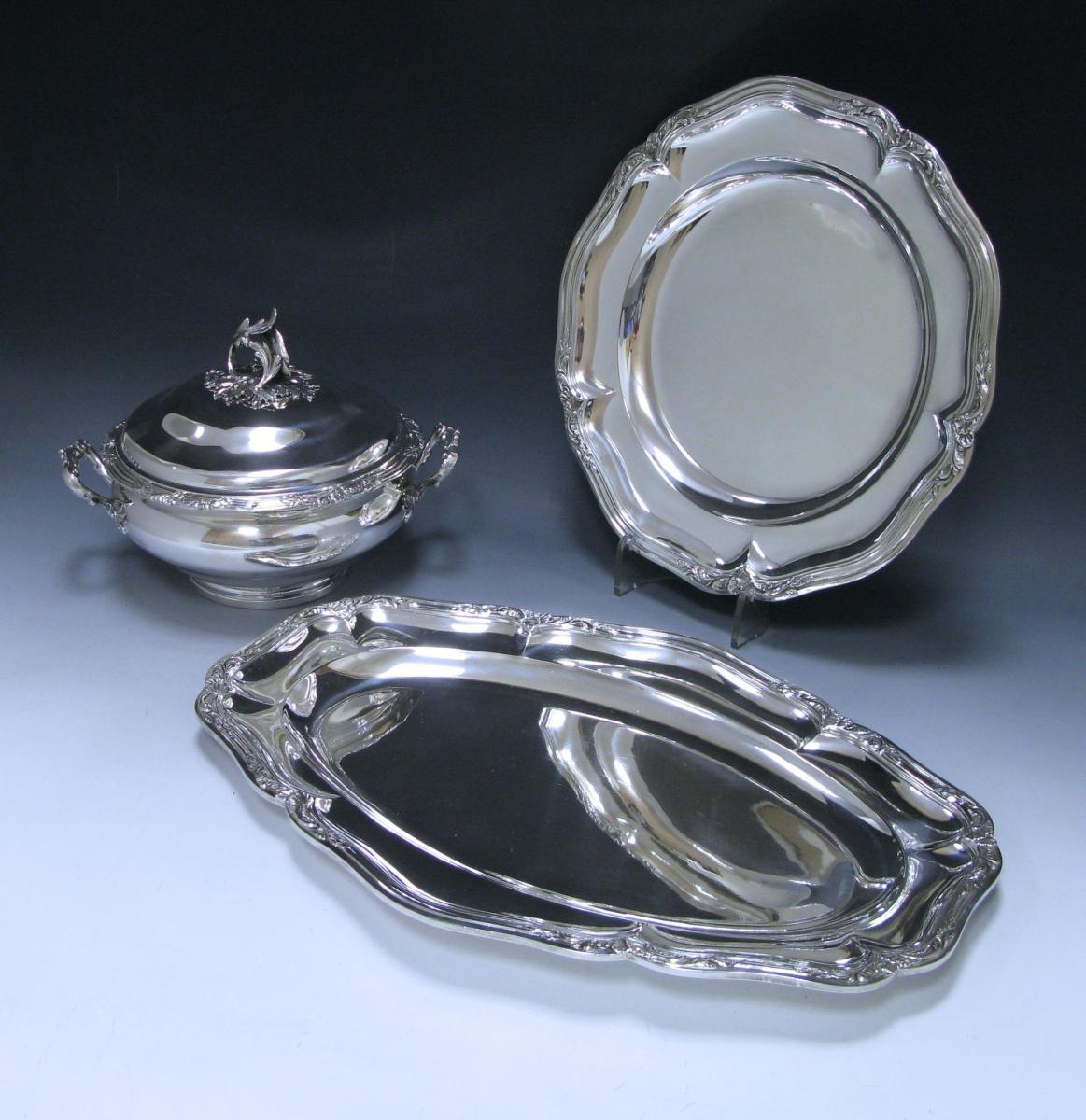 A pair of Antique Silver French Second Course Plates