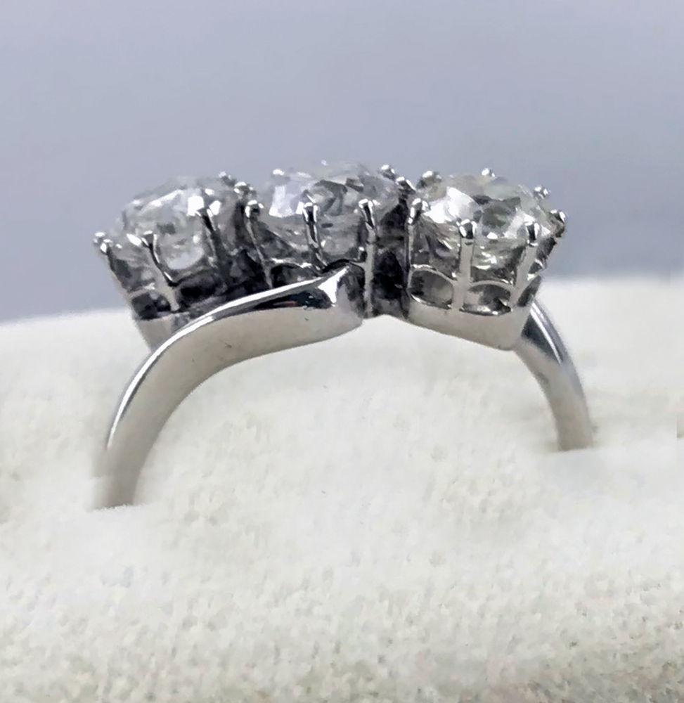 Platinum Diamond 3 Stone Art Deco Ring circa 1920