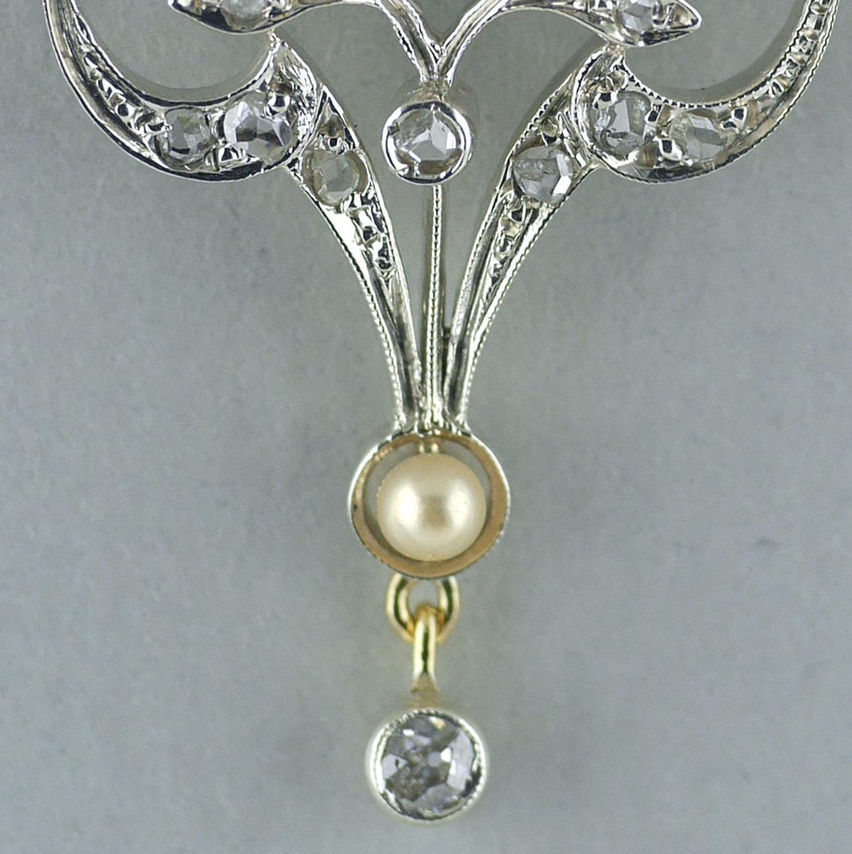 18ct Diamond, Ruby, Pearl , Belle Epoque Pendant circa 1910