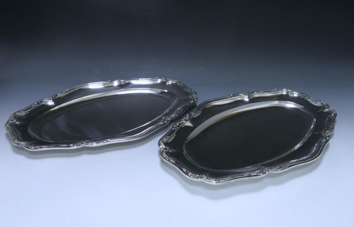 A pair of Antique Silver French Meat Dishes