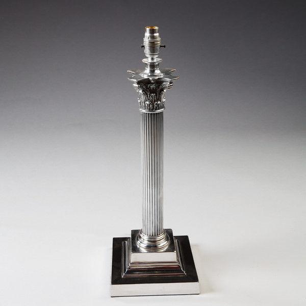 A Silver Corinthian Column Lamp