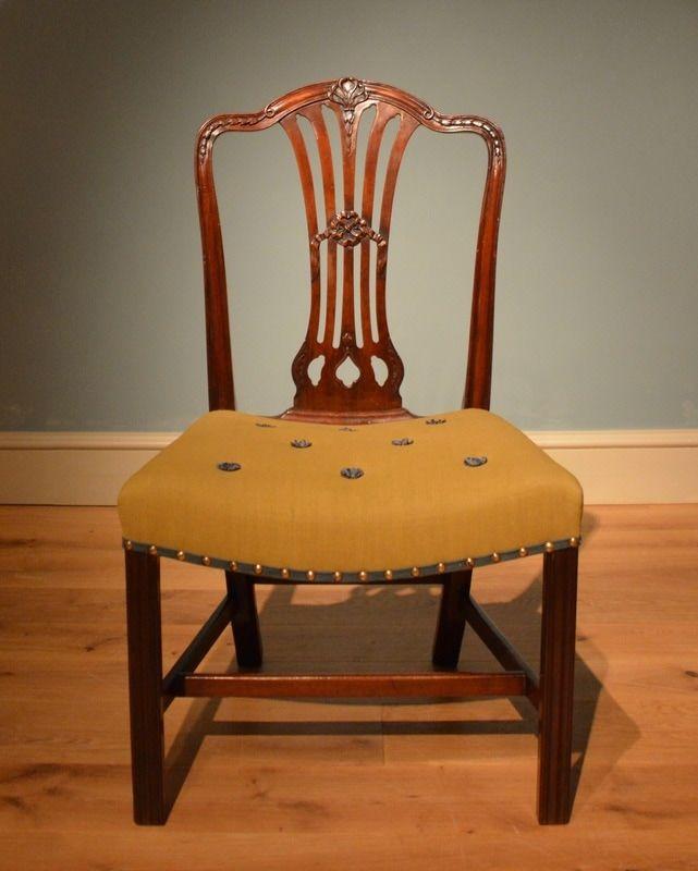 A fine set of George III mahogany dining chairs comprised of 2 armchairs and 8 single chairs.