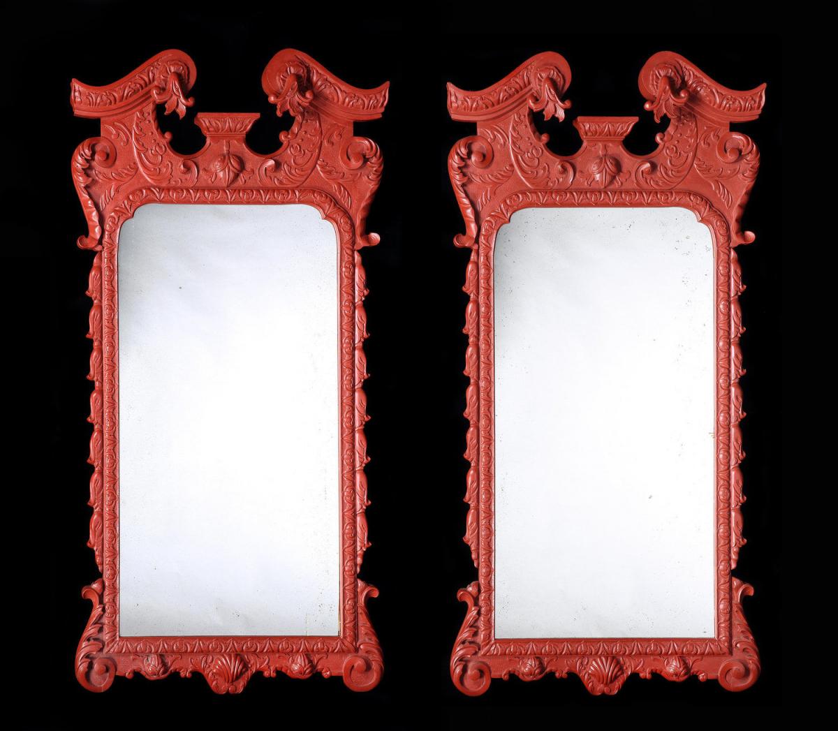 An Overscale Pair of Painted Mirrors
