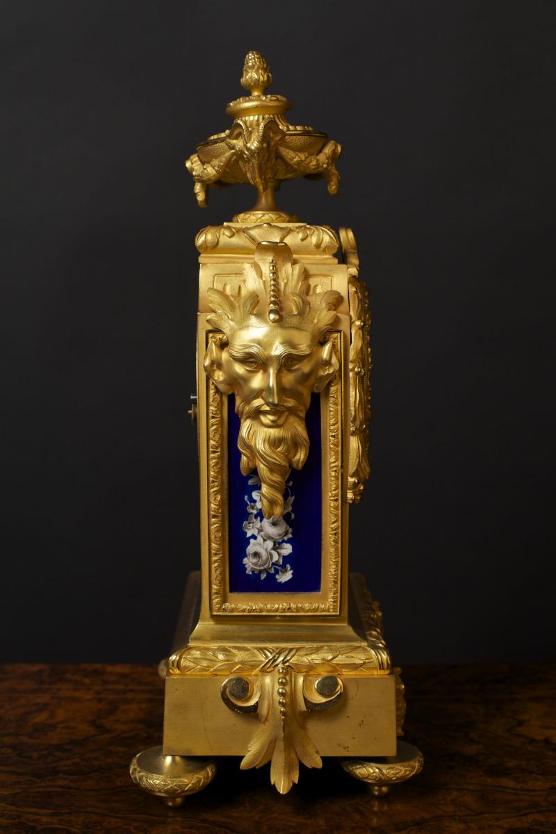 French Ormolu and Porcelain Panel Mantel Clock by Wilson & Gandar, Paris