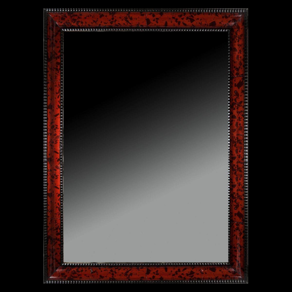 A Mid 19th Century Red Tortoiseshell Mirror of Large Scale