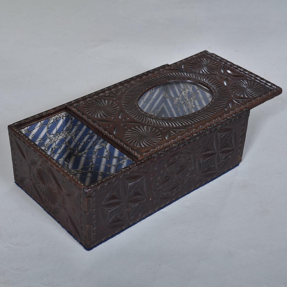 18th century Oak Chip Carved Box