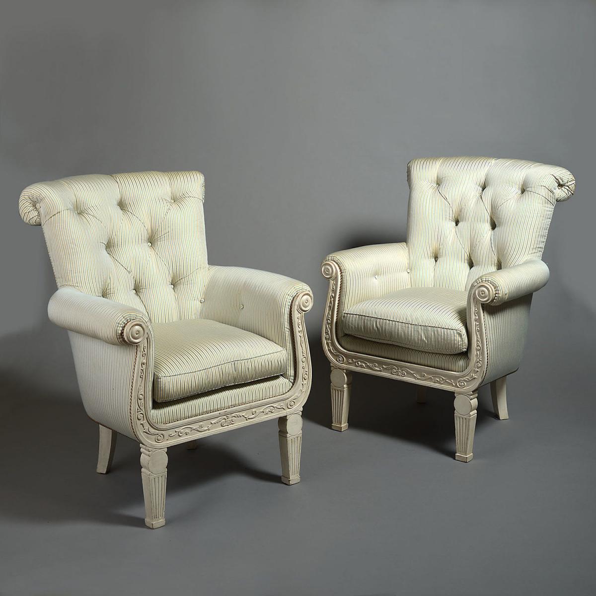 A Pair of Overscale Painted Armchairs