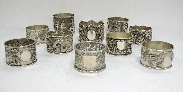 Selection of Chinese Silver Napkin Rings