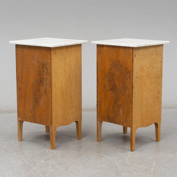A Pair of Birch Bedside Tables Attributed to Axel Stahls Mobelfabrik