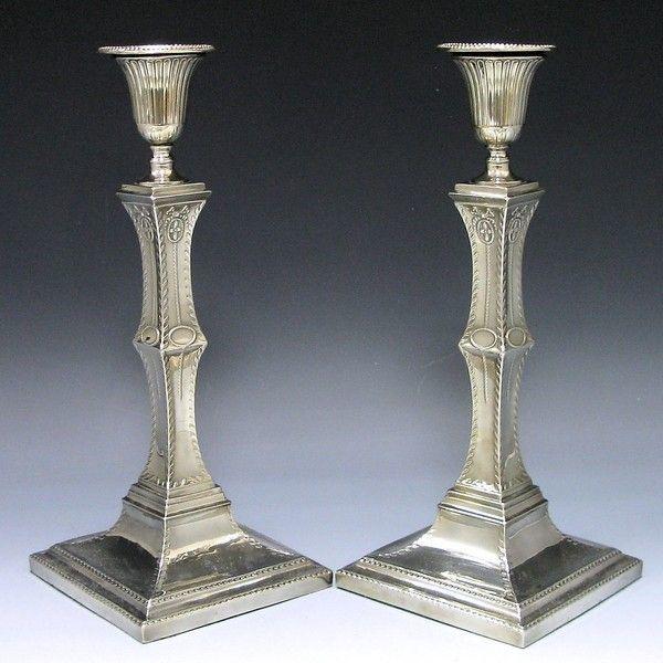 Pair of Old Sheffield Plate Candlesticks