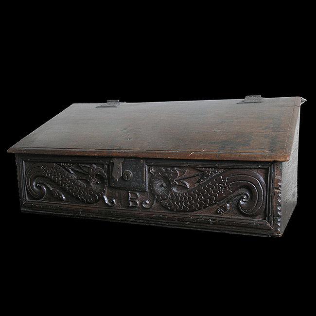 English Carved Oak Writing Slope Desk Box circa 1660 – 80