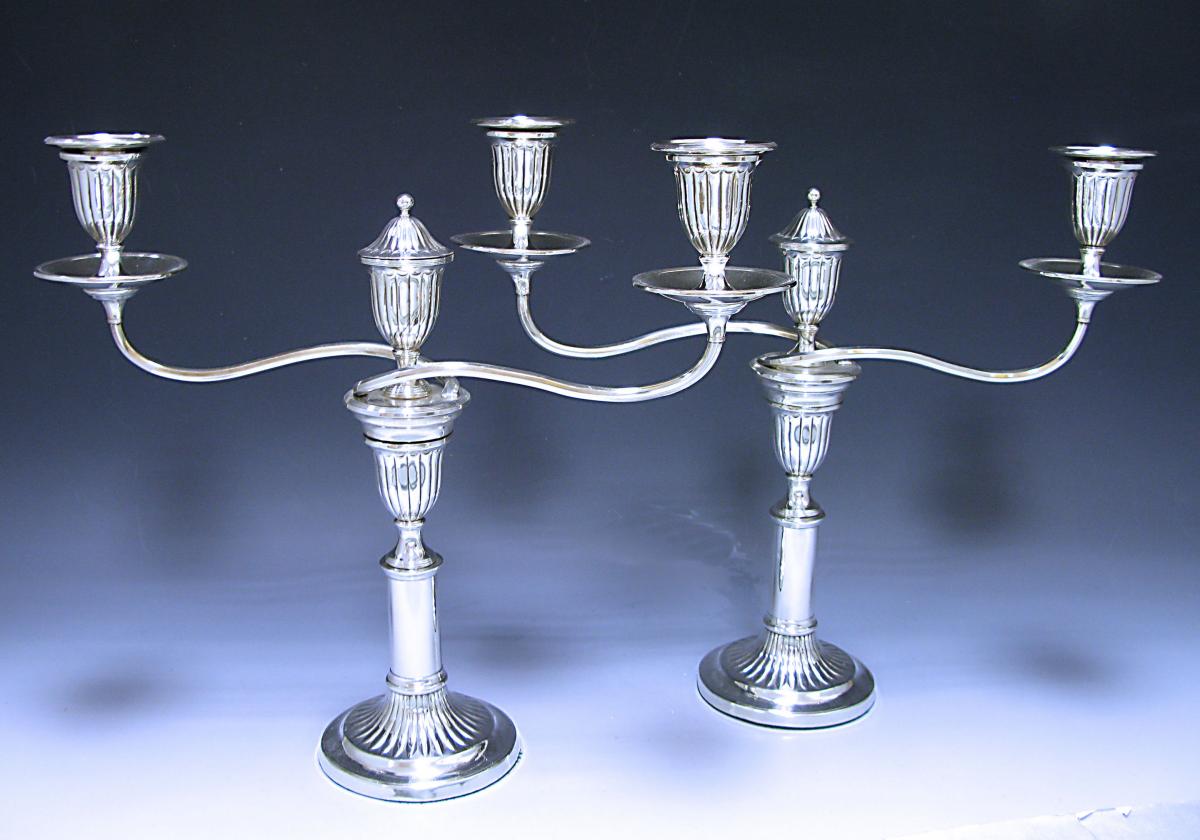 Pair of Old Sheffield Plate Telescopic Candelabra