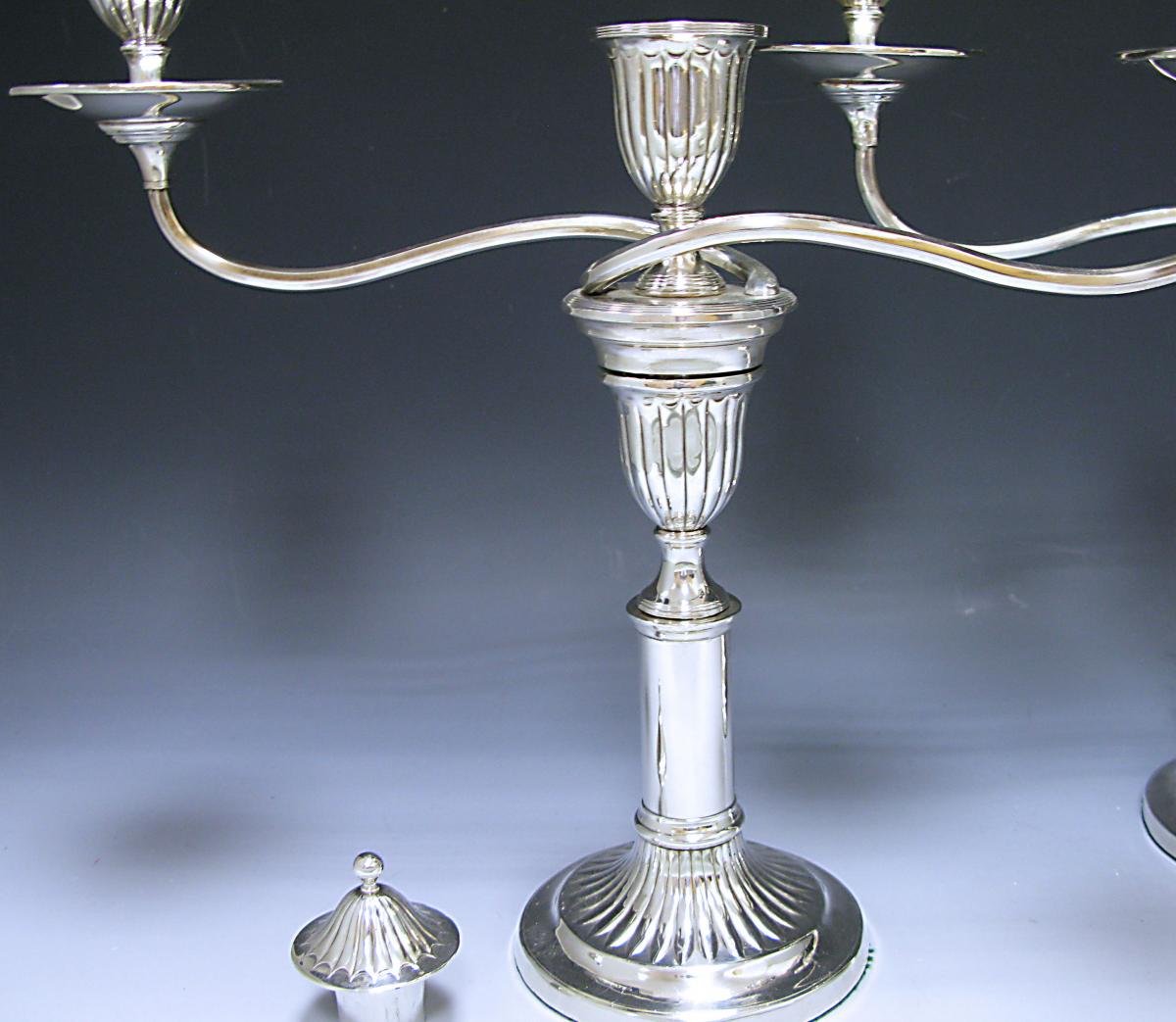 Pair of Old Sheffield Plate silver Telescopic Candelabra