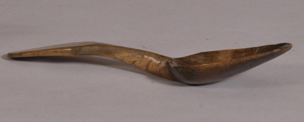 S/3649 Antique Treen 19th Century Sycamore Dolphin Spoon