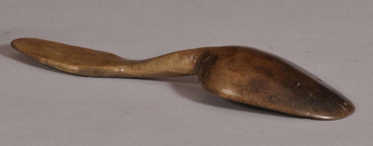 S/3649 Antique Treen 19th Century Sycamore Dolphin Spoon