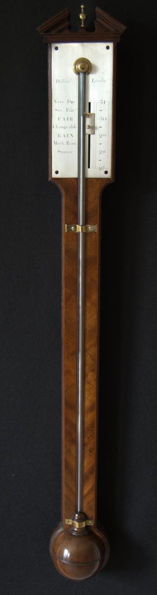 Dollond 18th Century Cuban mahogany silver brass Stick Barometer