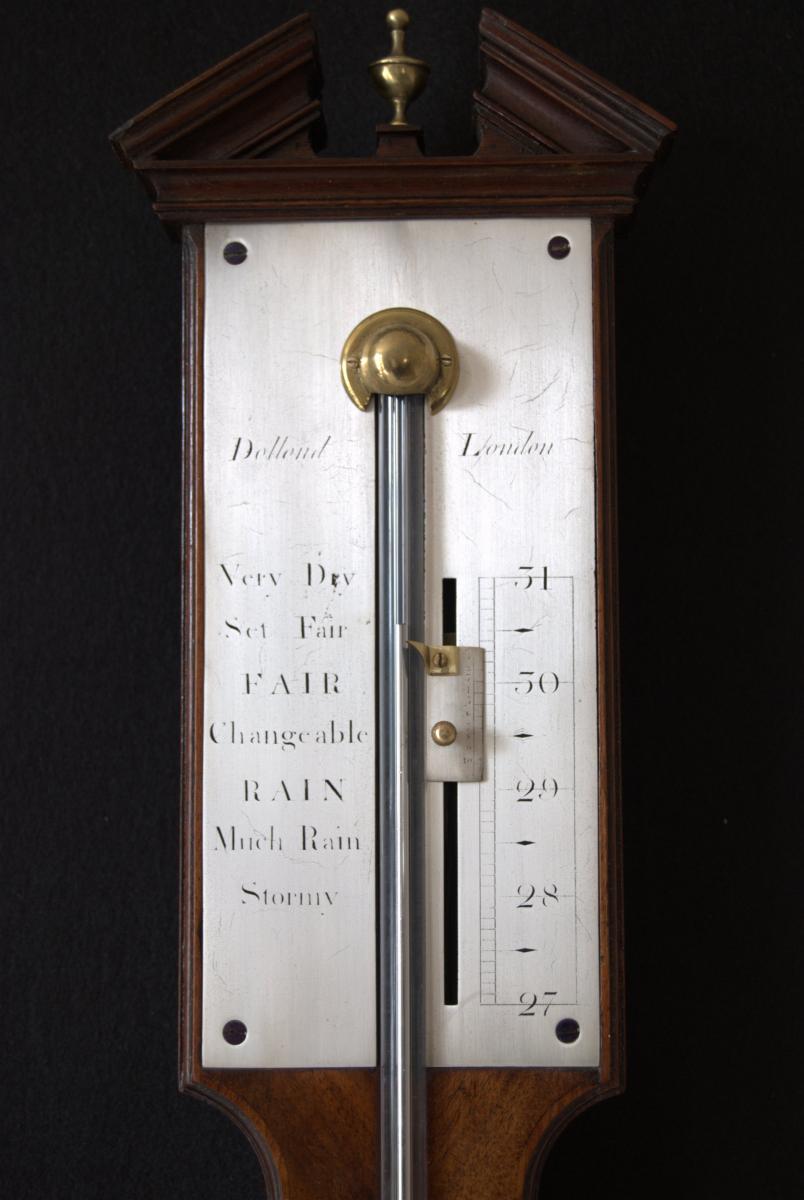 Dollond 18th Century Cuban mahogany silver brass Stick Barometer