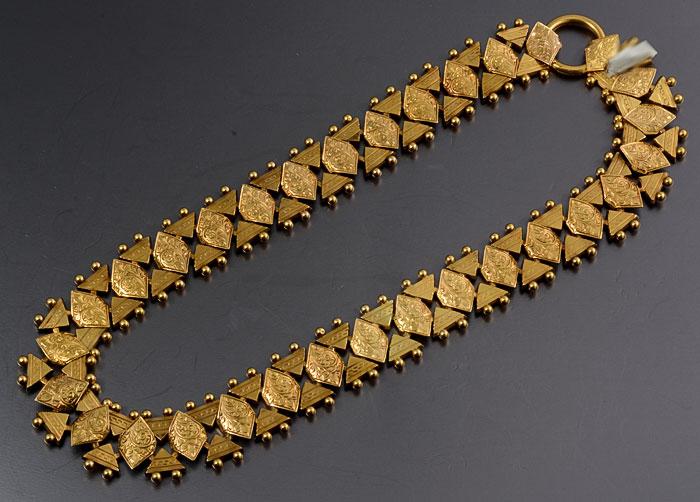 Victorian 15ct gold collar necklace