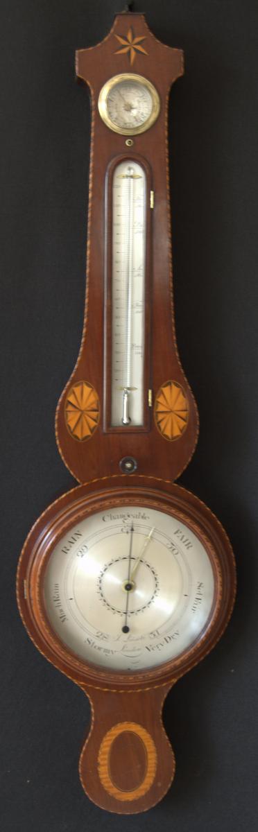 Joseph Luiseti - London. 18th Century mahogany wheel barometer
